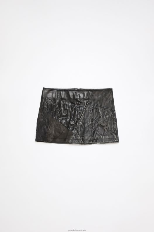 Leather patchwork skirt Runway Show Black Acne Studios R66LJ344 Apparel