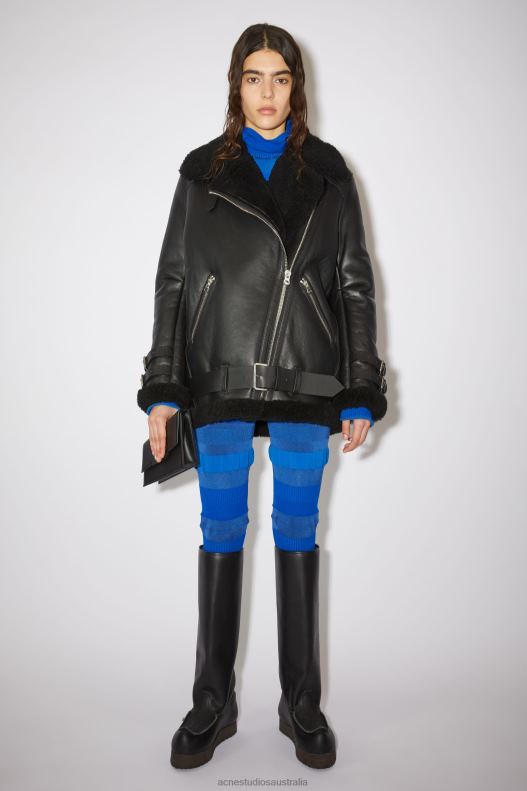 Leather shearling jacket Black Acne Studios R66LJ429 Apparel