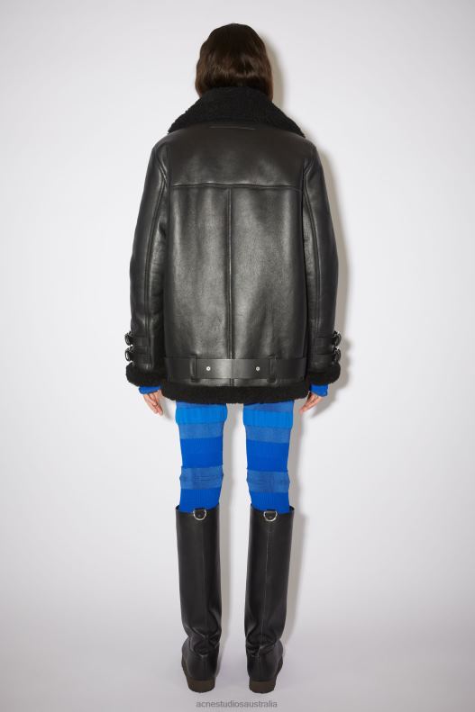 Leather shearling jacket Black Acne Studios R66LJ429 Apparel