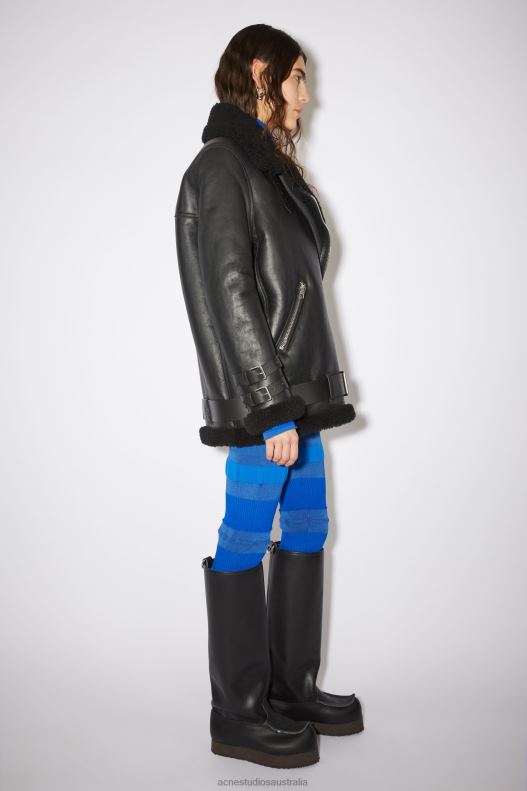 Leather shearling jacket Black Acne Studios R66LJ429 Apparel