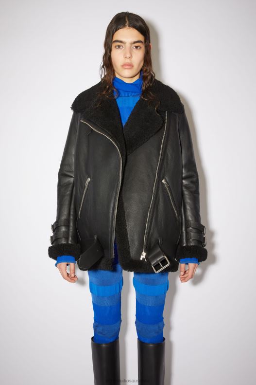 Leather shearling jacket Black Acne Studios R66LJ429 Apparel