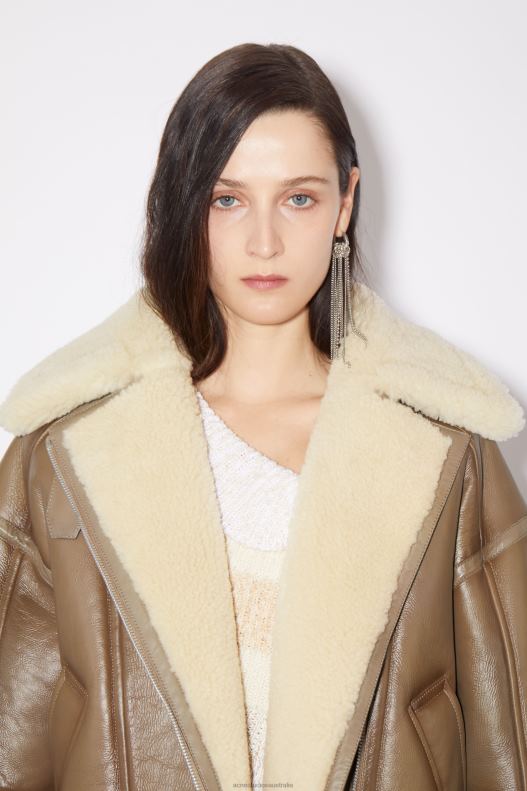 Leather shearling jacket Brown/Light Camel Acne Studios R66LJ55 Apparel