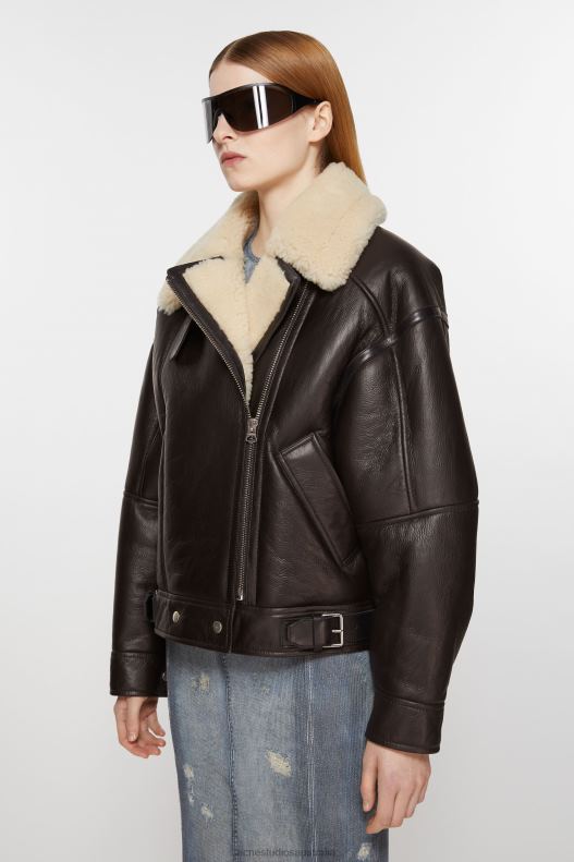 Leather shearling jacket Dark Brown/Beige Acne Studios R66LJ20 Apparel