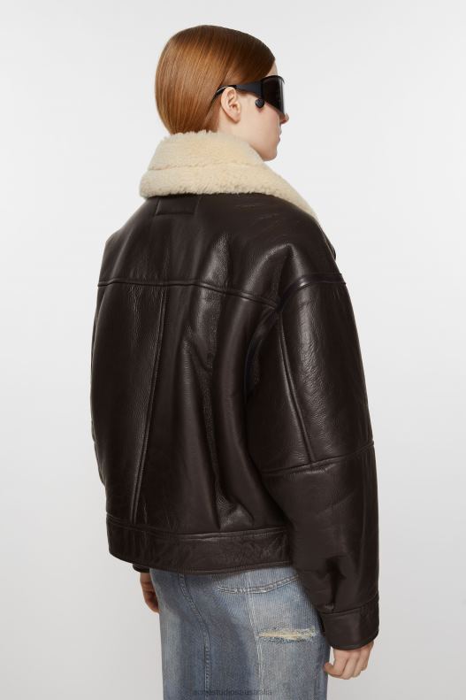 Leather shearling jacket Dark Brown/Beige Acne Studios R66LJ20 Apparel