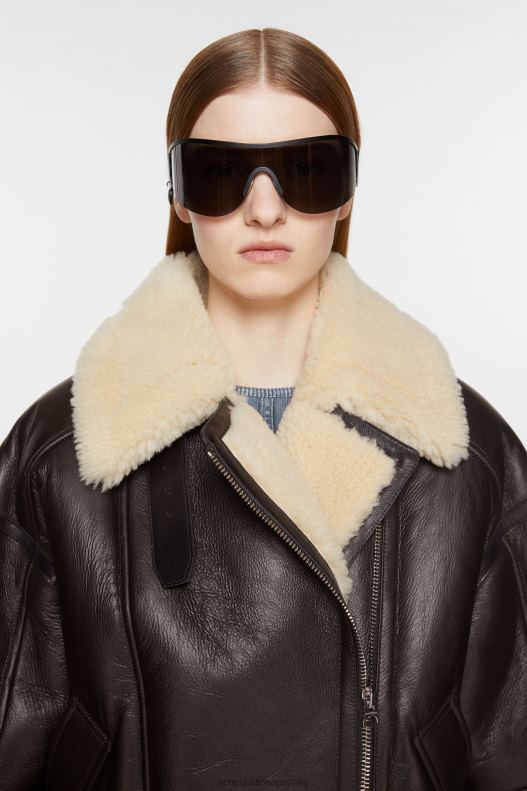 Leather shearling jacket Dark Brown/Beige Acne Studios R66LJ20 Apparel