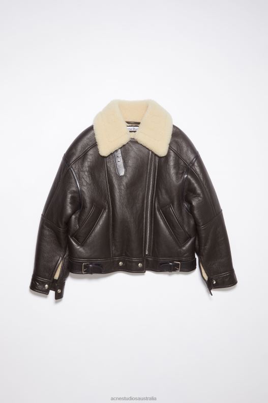 Leather shearling jacket Dark Brown/Beige Acne Studios R66LJ20 Apparel