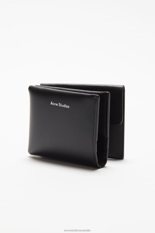 Leather trifold wallet Black Acne Studios R66LJ524 Accessories