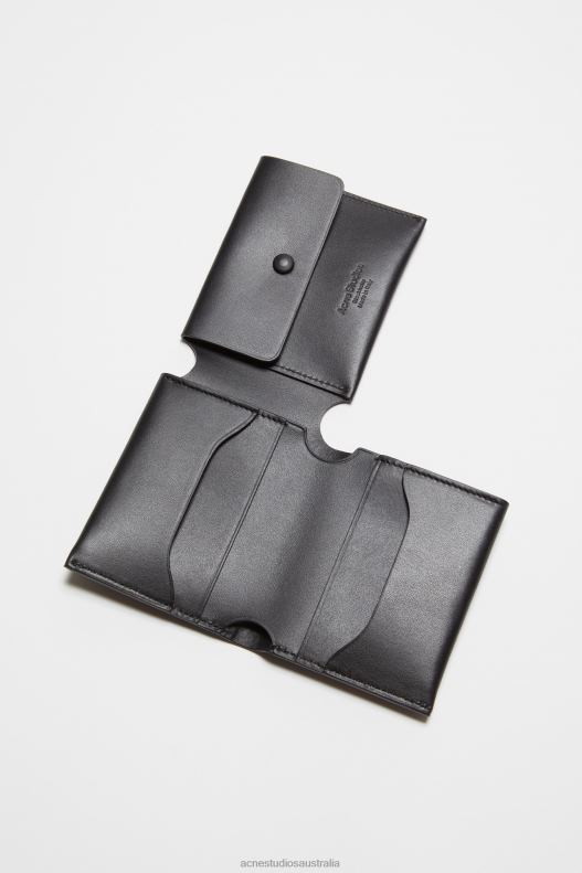 Leather trifold wallet Black Acne Studios R66LJ524 Accessories