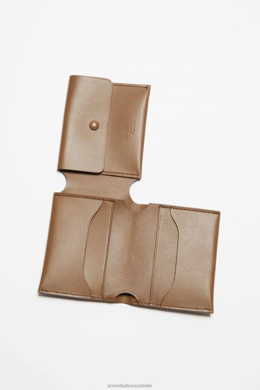 Leather trifold wallet Camel Brown Acne Studios R66LJ722 Accessories