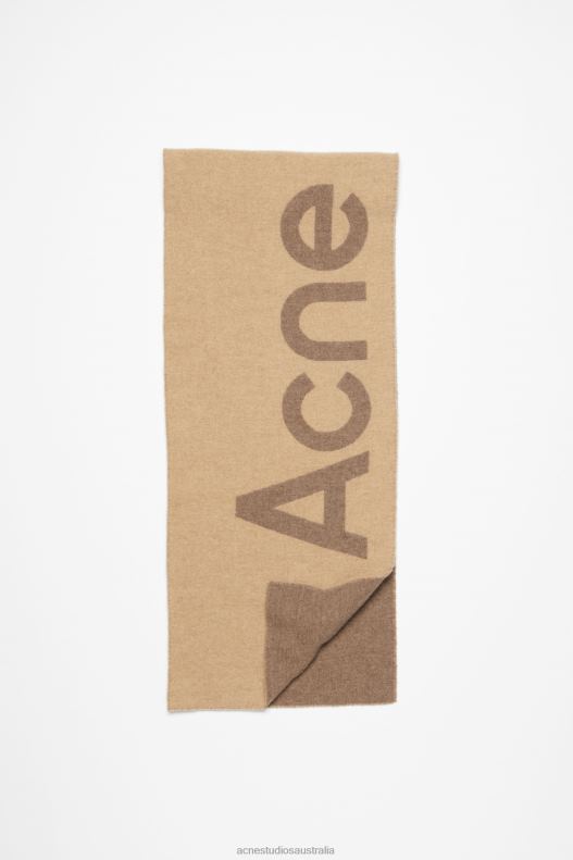 Logo jacquard scarf - Narrow Camel Brown Acne Studios R66LJ726 Accessories