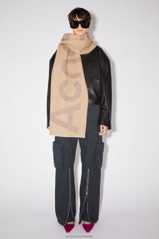 Logo jacquard scarf Camel Brown Acne Studios R66LJ718 Accessories