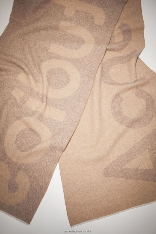 Logo jacquard scarf Camel Brown Acne Studios R66LJ718 Accessories