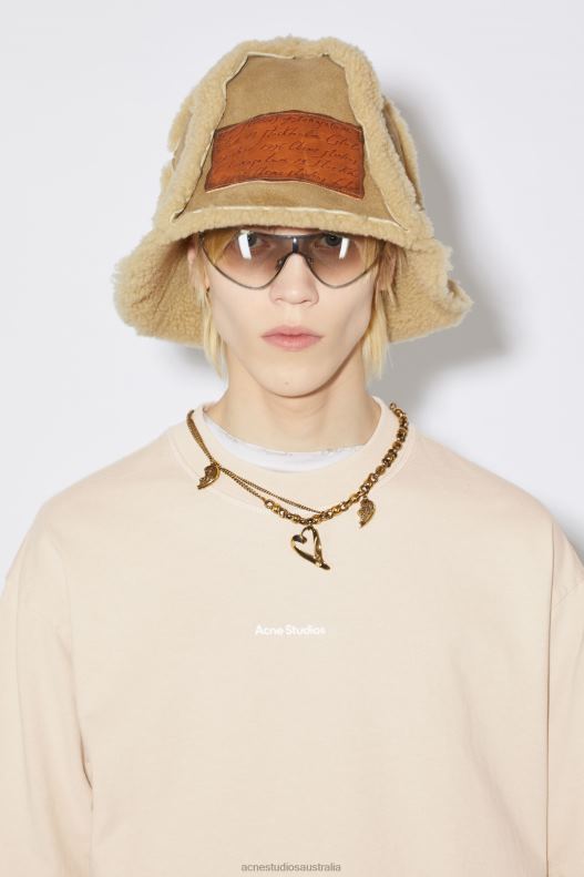 Logo t-shirt Champagne Beige Acne Studios R66LJ1028 Apparel