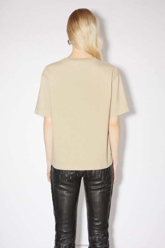 Logo t-shirt Champagne Beige Acne Studios R66LJ212 Apparel