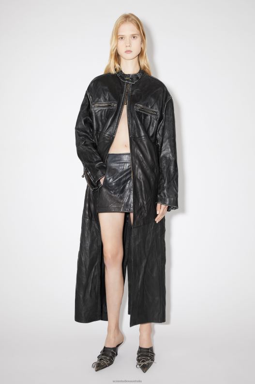 Long leather coat Runway Show Black Acne Studios R66LJ42 Apparel