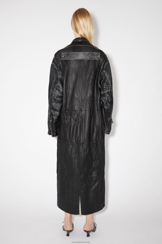 Long leather coat Runway Show Black Acne Studios R66LJ42 Apparel