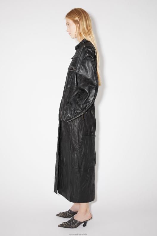 Long leather coat Runway Show Black Acne Studios R66LJ42 Apparel