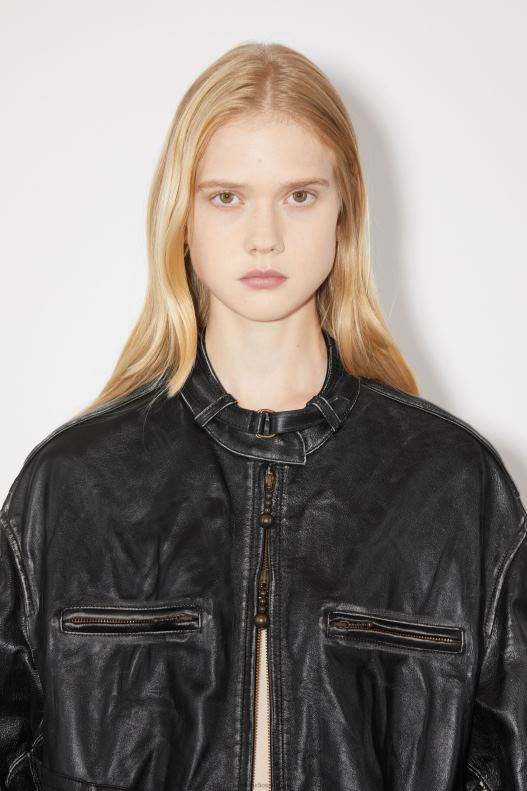 Long leather coat Runway Show Black Acne Studios R66LJ42 Apparel