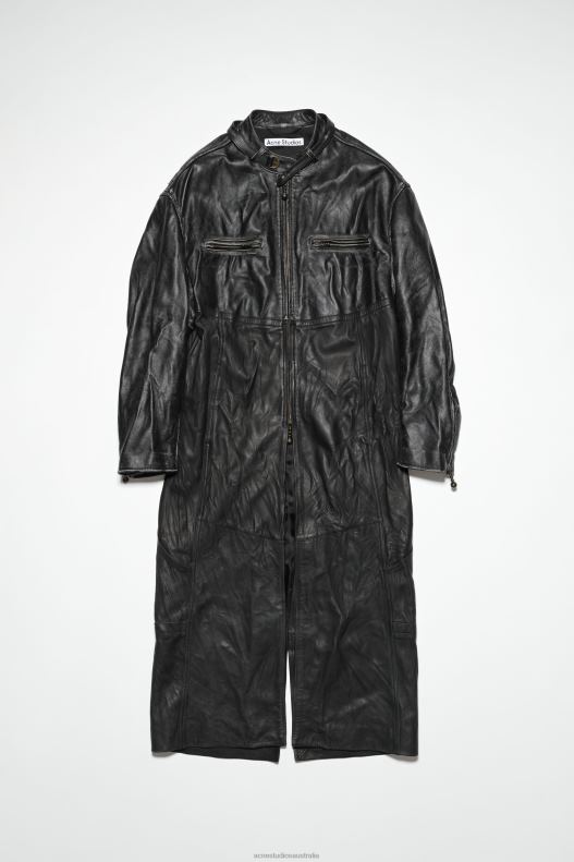 Long leather coat Runway Show Black Acne Studios R66LJ42 Apparel