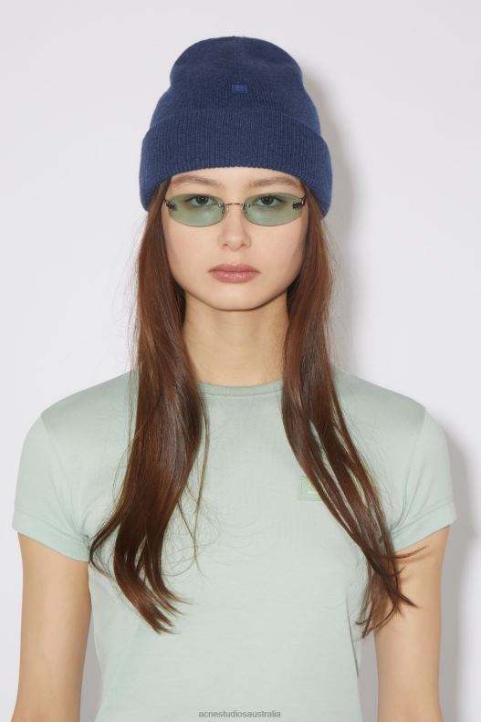 Micro face patch beanie Ink Blue Acne Studios R66LJ547 Accessories