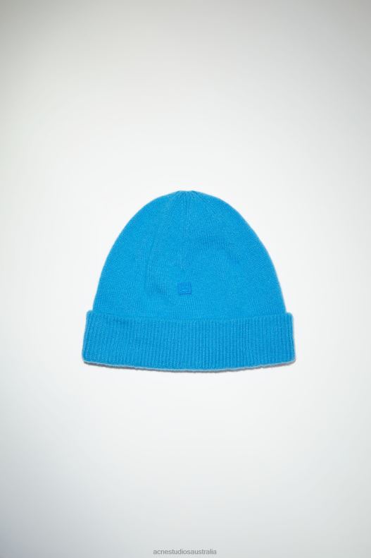 Micro face patch beanie Sapphire Blue Acne Studios R66LJ545 Accessories