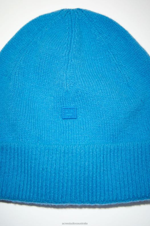 Micro face patch beanie Sapphire Blue Acne Studios R66LJ545 Accessories