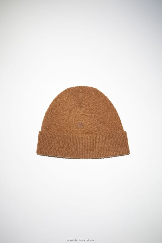 Micro face patch beanie Toffee Brown Acne Studios R66LJ627 Accessories