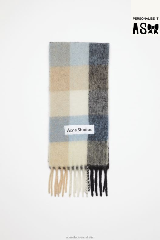 Mohair checked scarf Blue/Beige/Black Acne Studios R66LJ561 Accessories