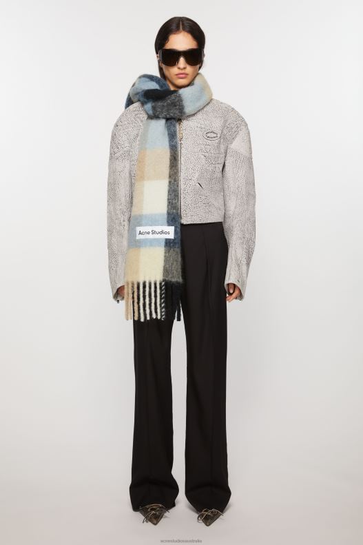 Mohair checked scarf Blue/Beige/Black Acne Studios R66LJ561 Accessories