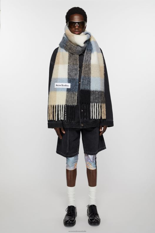 Mohair checked scarf Blue/Beige/Black Acne Studios R66LJ561 Accessories