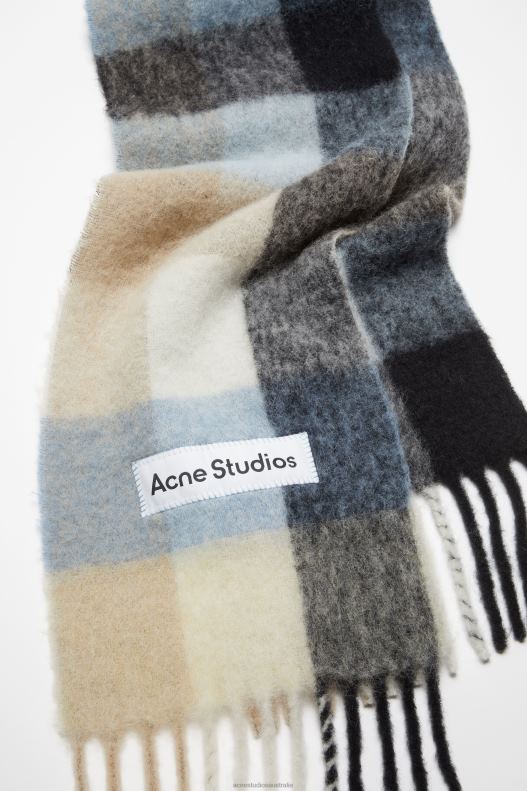 Mohair checked scarf Blue/Beige/Black Acne Studios R66LJ561 Accessories