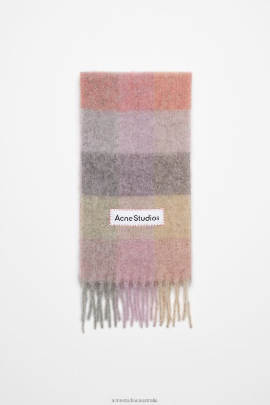 Mohair checked scarf Fuchsia/Lilac/Pink Acne Studios R66LJ712 Accessories