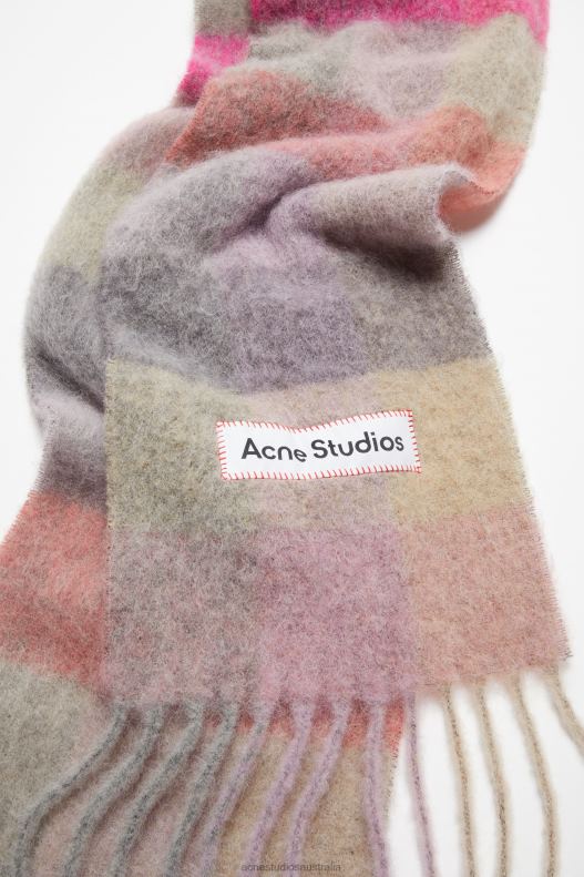 Mohair checked scarf Fuchsia/Lilac/Pink Acne Studios R66LJ712 Accessories