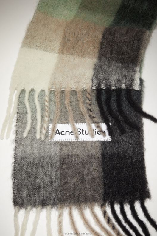 Mohair checked scarf Green/Grey/Black Acne Studios R66LJ574 Accessories