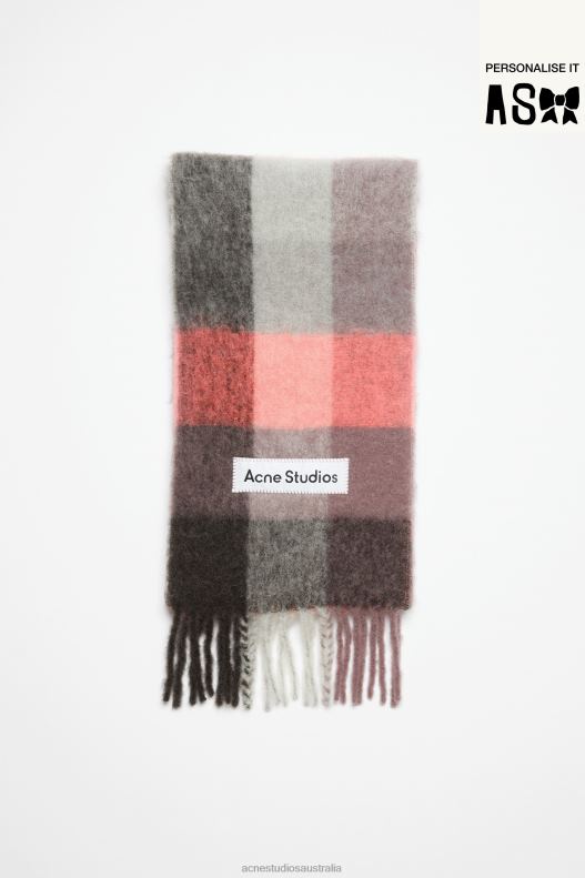 Mohair checked scarf Mauve/Bright Pink/Anthracite Acne Studios R66LJ734 Accessories