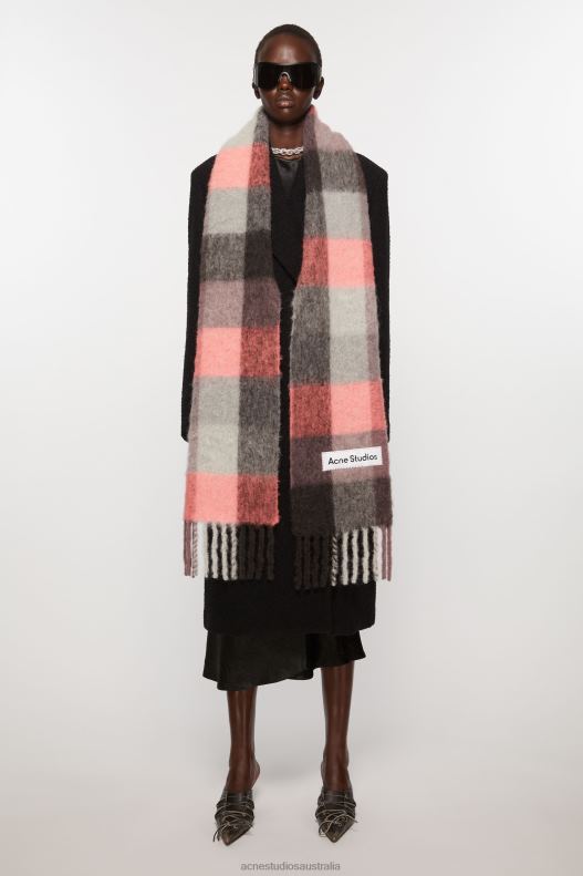 Mohair checked scarf Mauve/Bright Pink/Anthracite Acne Studios R66LJ734 Accessories