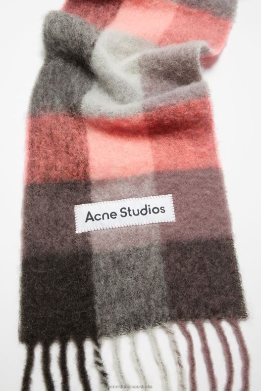 Mohair checked scarf Mauve/Bright Pink/Anthracite Acne Studios R66LJ734 Accessories