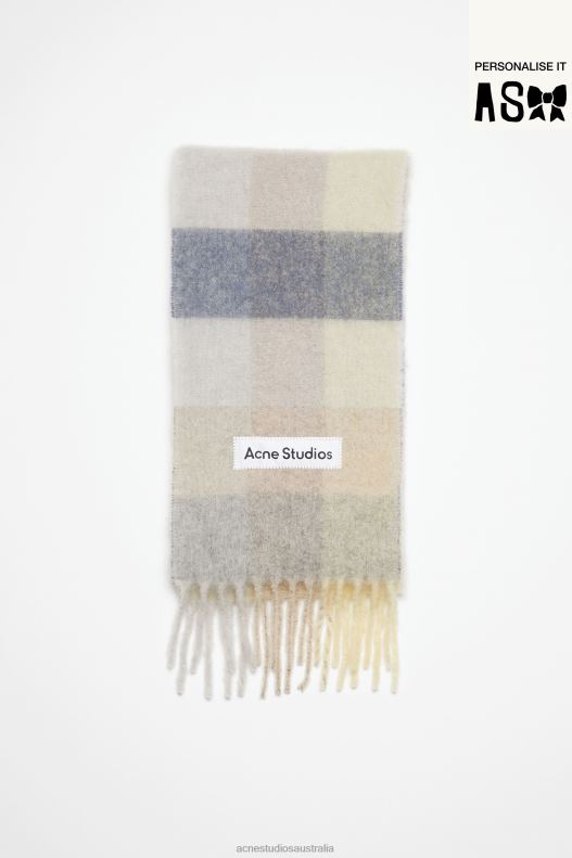 Mohair checked scarf Vanilla/Beige/Lavender Acne Studios R66LJ875 Accessories