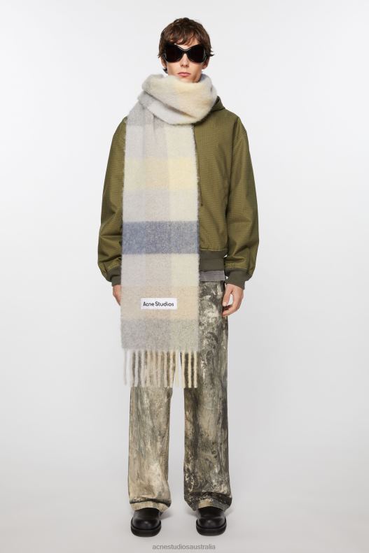 Mohair checked scarf Vanilla/Beige/Lavender Acne Studios R66LJ875 Accessories