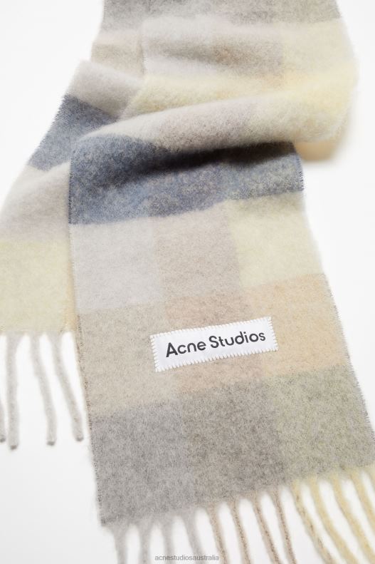 Mohair checked scarf Vanilla/Beige/Lavender Acne Studios R66LJ875 Accessories