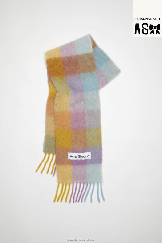 Mohair checked scarf Violet/Yellow/Blue Acne Studios R66LJ658 Accessories