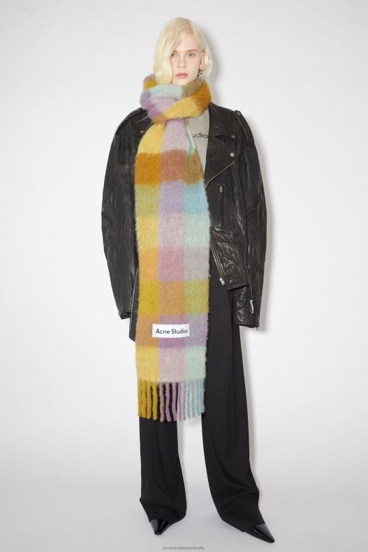 Mohair checked scarf Violet/Yellow/Blue Acne Studios R66LJ658 Accessories