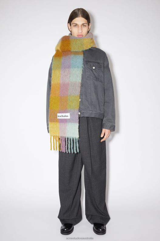 Mohair checked scarf Violet/Yellow/Blue Acne Studios R66LJ658 Accessories