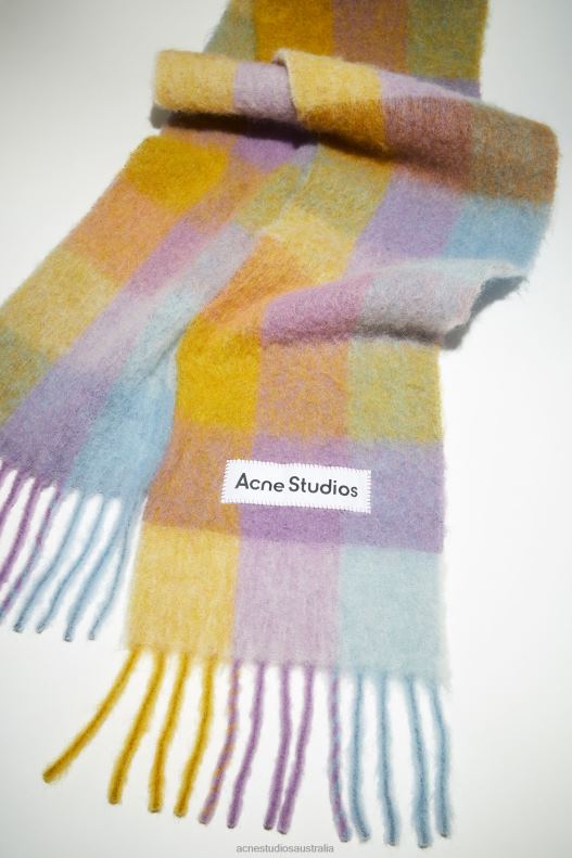 Mohair checked scarf Violet/Yellow/Blue Acne Studios R66LJ658 Accessories