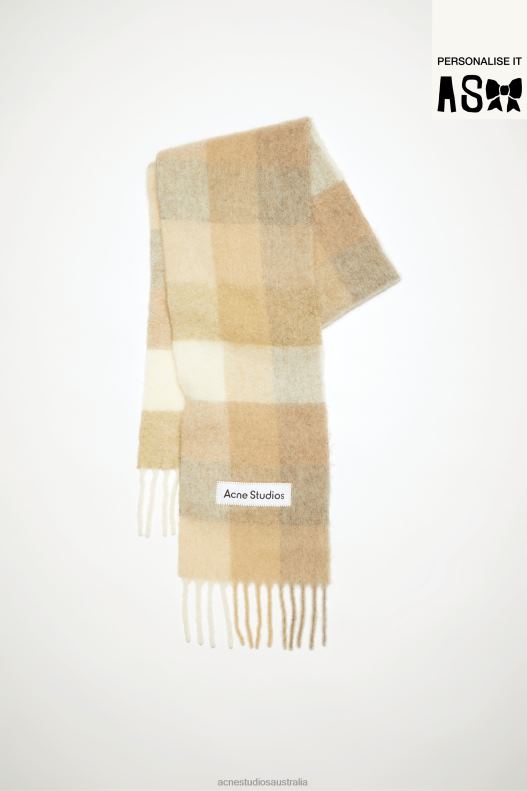 Mohair checked scarf White/Beige Acne Studios R66LJ832 Accessories