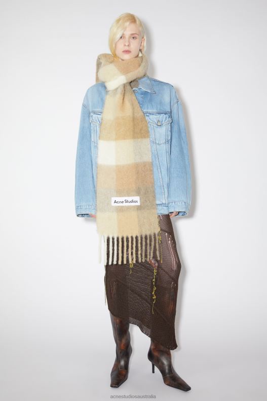 Mohair checked scarf White/Beige Acne Studios R66LJ832 Accessories