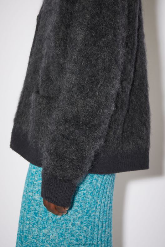 Mohair wool fluffy cardigan Anthracite Grey Acne Studios R66LJ427 Apparel