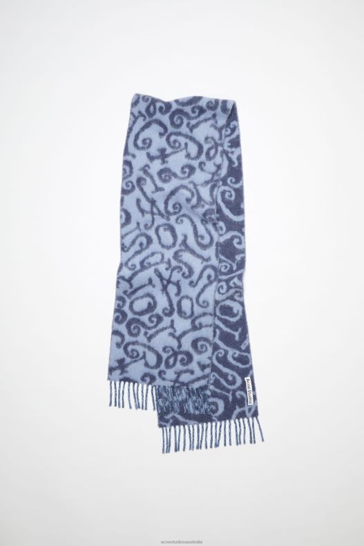 Monogram jacquard scarf Blue/Lilac Acne Studios R66LJ559 Accessories