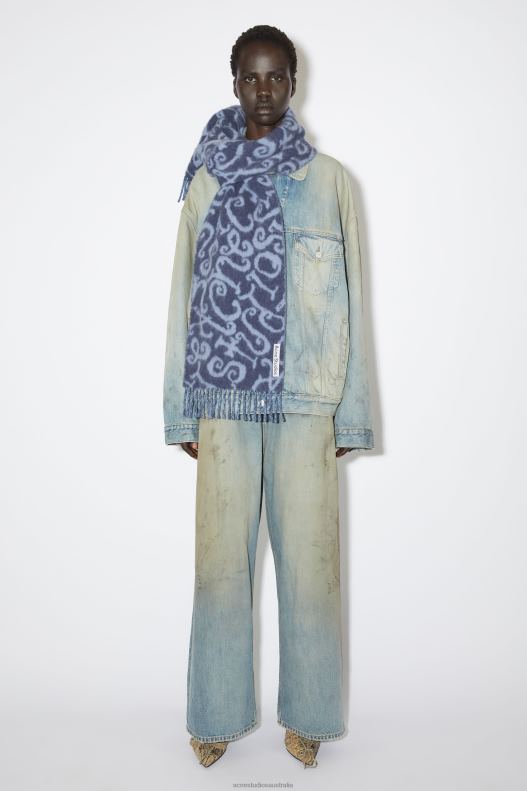 Monogram jacquard scarf Blue/Lilac Acne Studios R66LJ559 Accessories