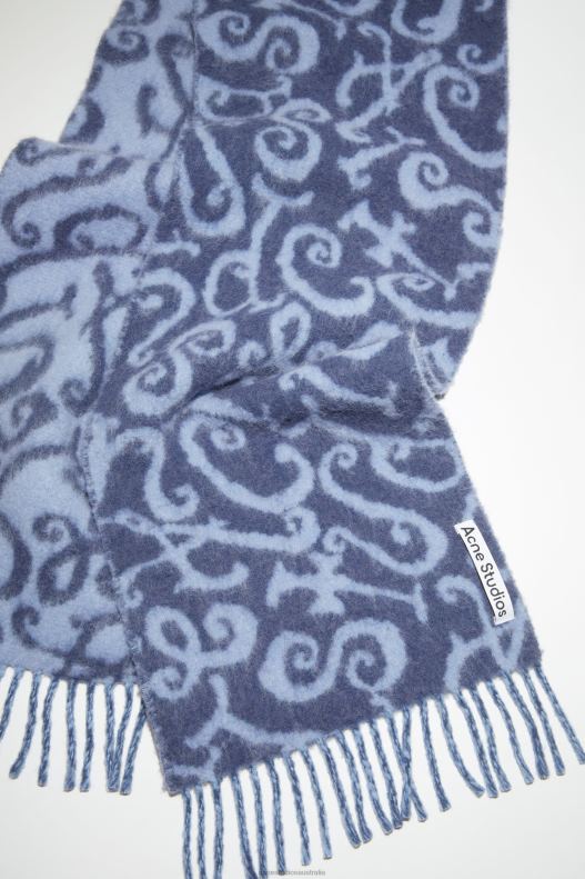 Monogram jacquard scarf Blue/Lilac Acne Studios R66LJ559 Accessories